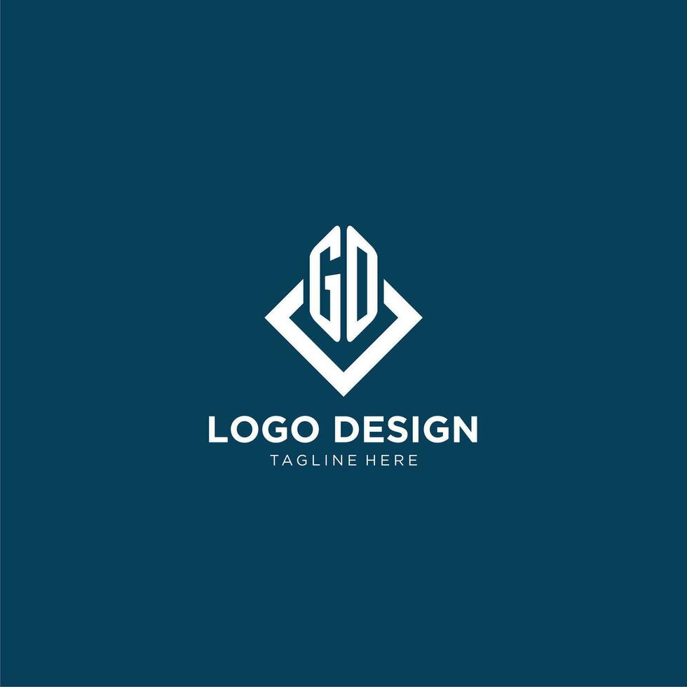 inicial Vamos logo cuadrado rombo con líneas, moderno y elegante logo diseño vector