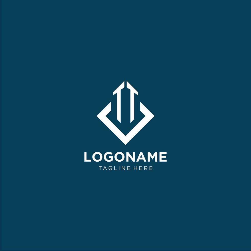 Initial TT logo square rhombus with lines, modern and elegant logo design vector