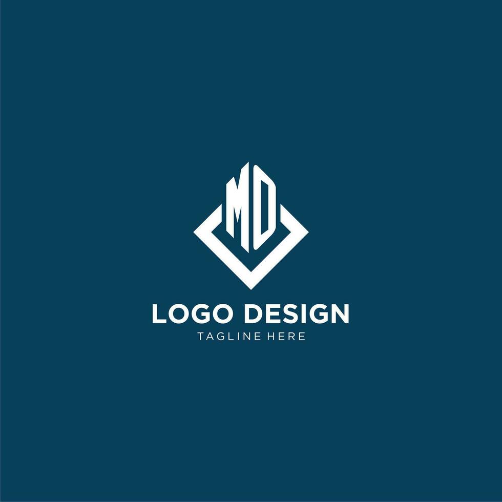 Initial MO logo square rhombus with lines, modern and elegant logo design vector