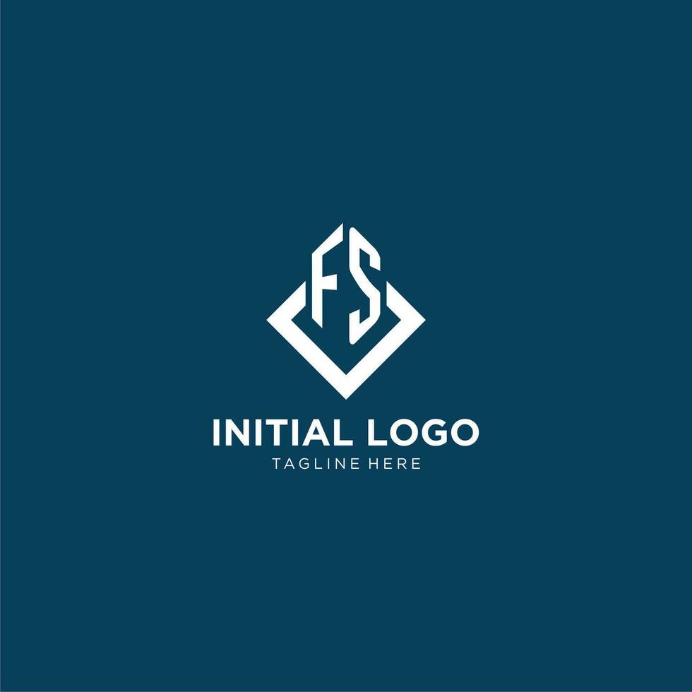 Initial FS logo square rhombus with lines, modern and elegant logo design vector