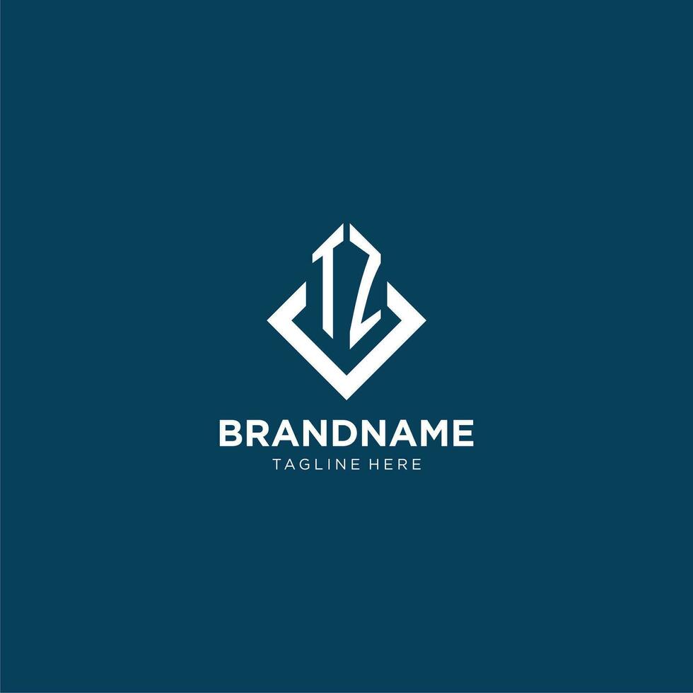 Initial TZ logo square rhombus with lines, modern and elegant logo design vector