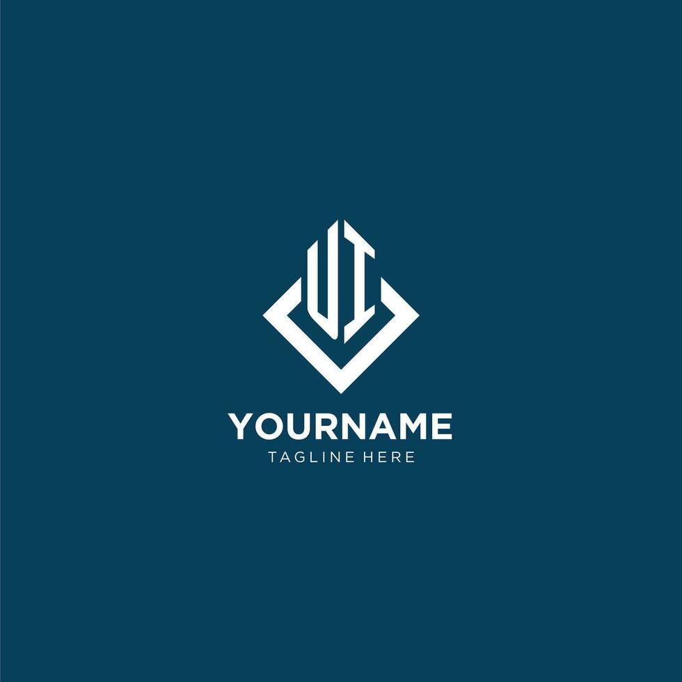 Initial UI logo square rhombus with lines, modern and elegant logo design vector