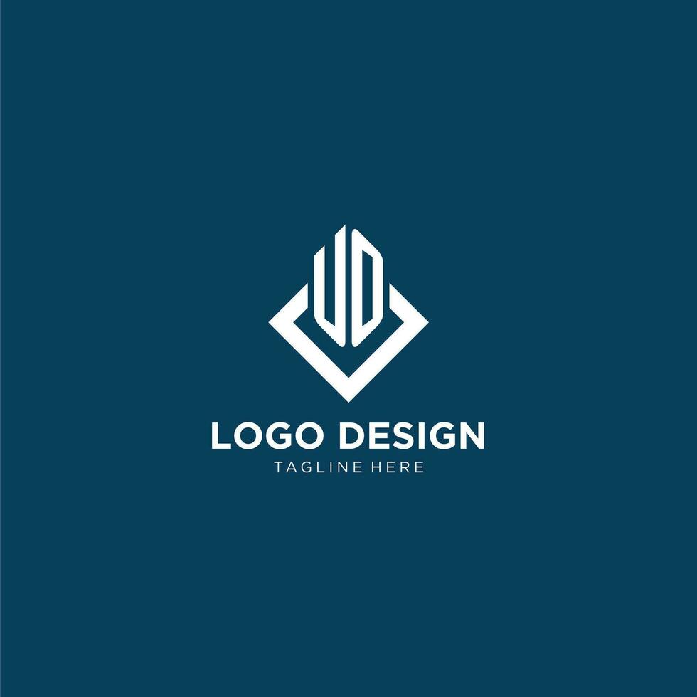 Initial UO logo square rhombus with lines, modern and elegant logo design vector