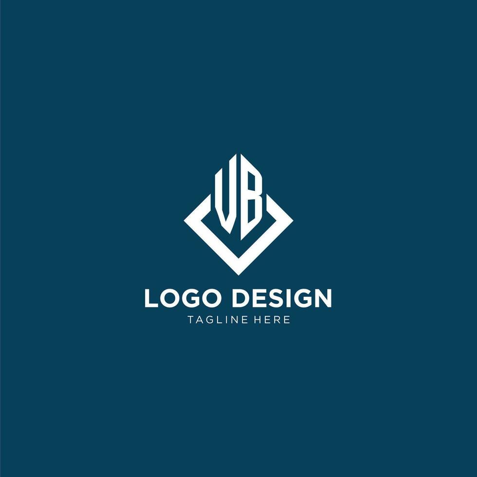 Initial VB logo square rhombus with lines, modern and elegant logo design vector