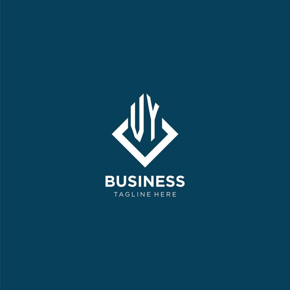 Initial VY logo square rhombus with lines, modern and elegant logo design vector