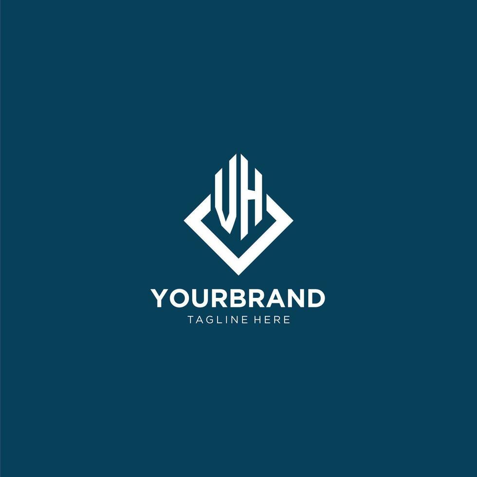 Initial VH logo square rhombus with lines, modern and elegant logo design vector