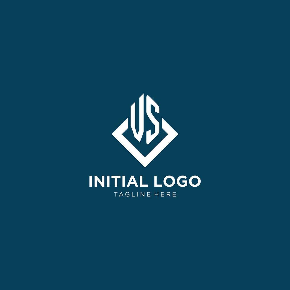 Initial VS logo square rhombus with lines, modern and elegant logo design vector