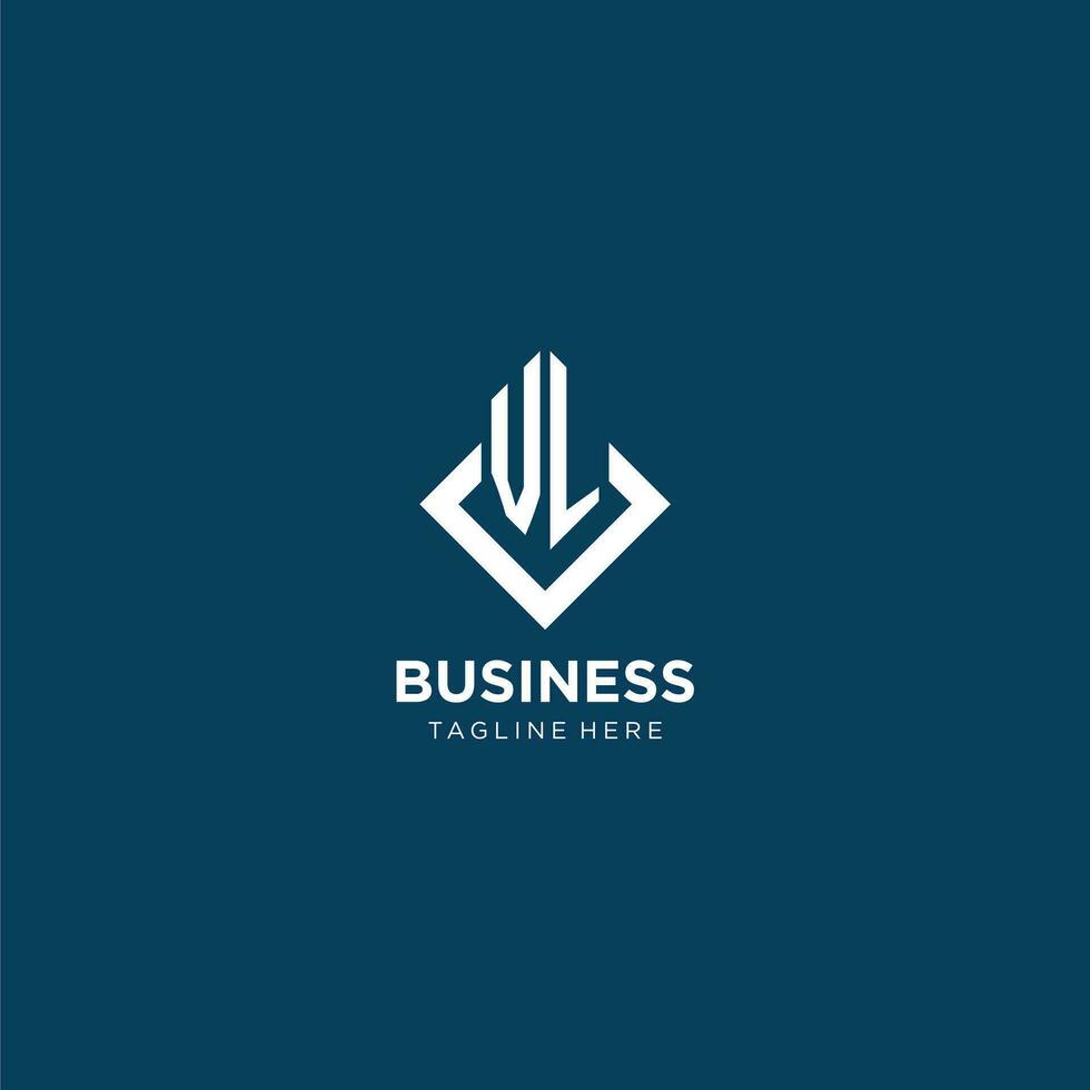 Initial VL logo square rhombus with lines, modern and elegant logo design vector