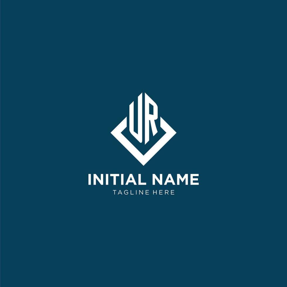 Initial UR logo square rhombus with lines, modern and elegant logo design vector
