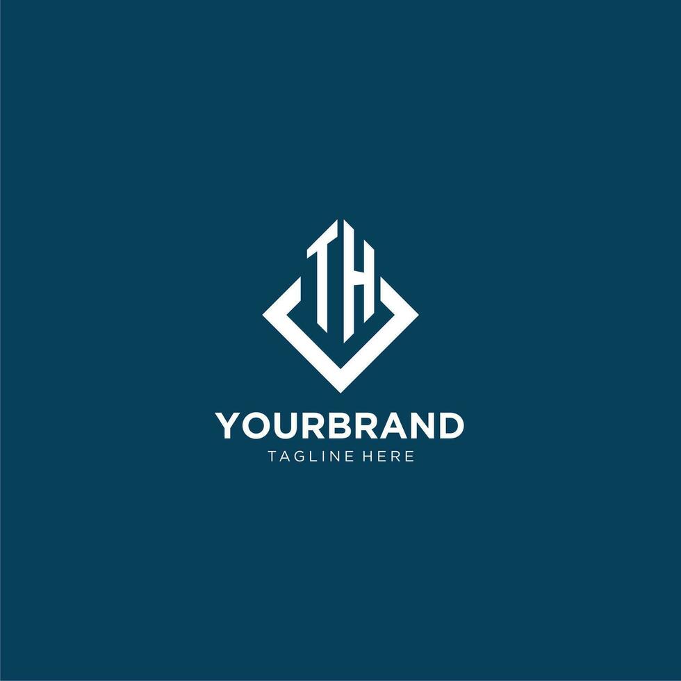 Initial TH logo square rhombus with lines, modern and elegant logo design vector