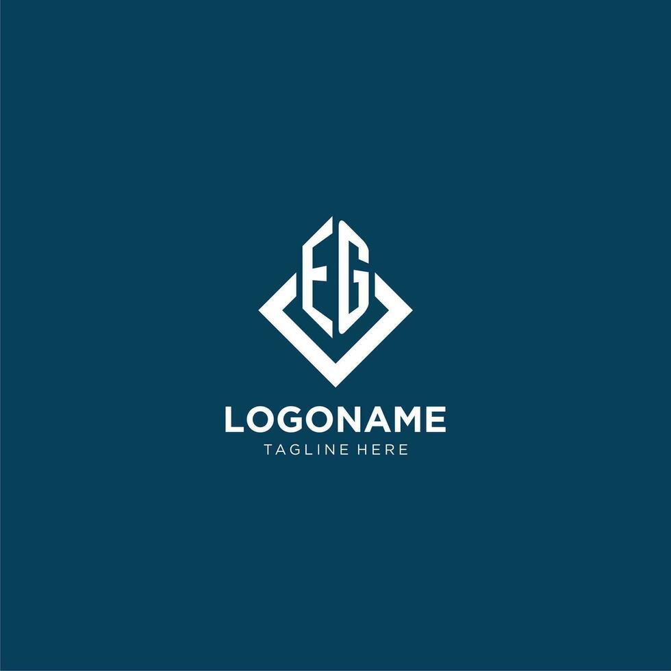 Initial EG logo square rhombus with lines, modern and elegant logo design vector