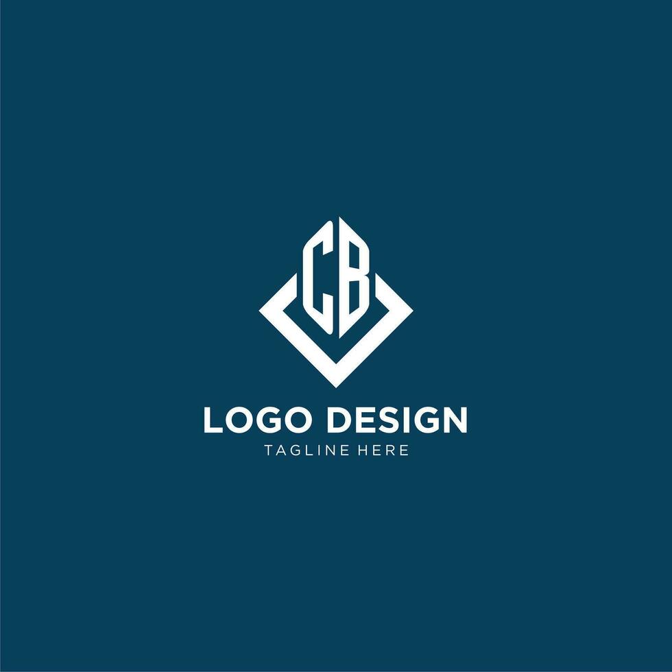 Initial CB logo square rhombus with lines, modern and elegant logo design vector