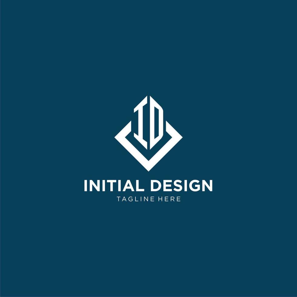 Initial ID logo square rhombus with lines, modern and elegant logo design vector