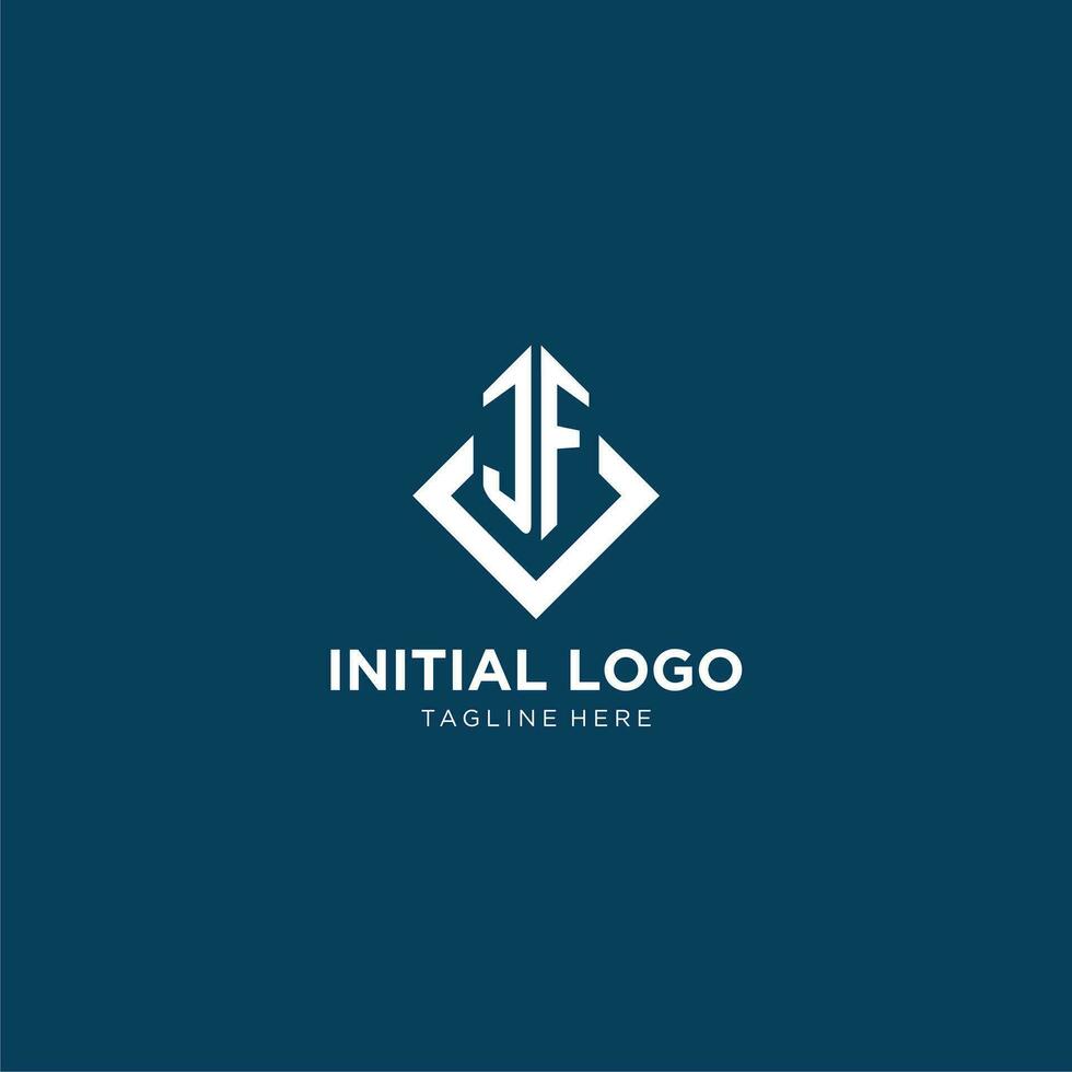 Initial JF logo square rhombus with lines, modern and elegant logo design vector