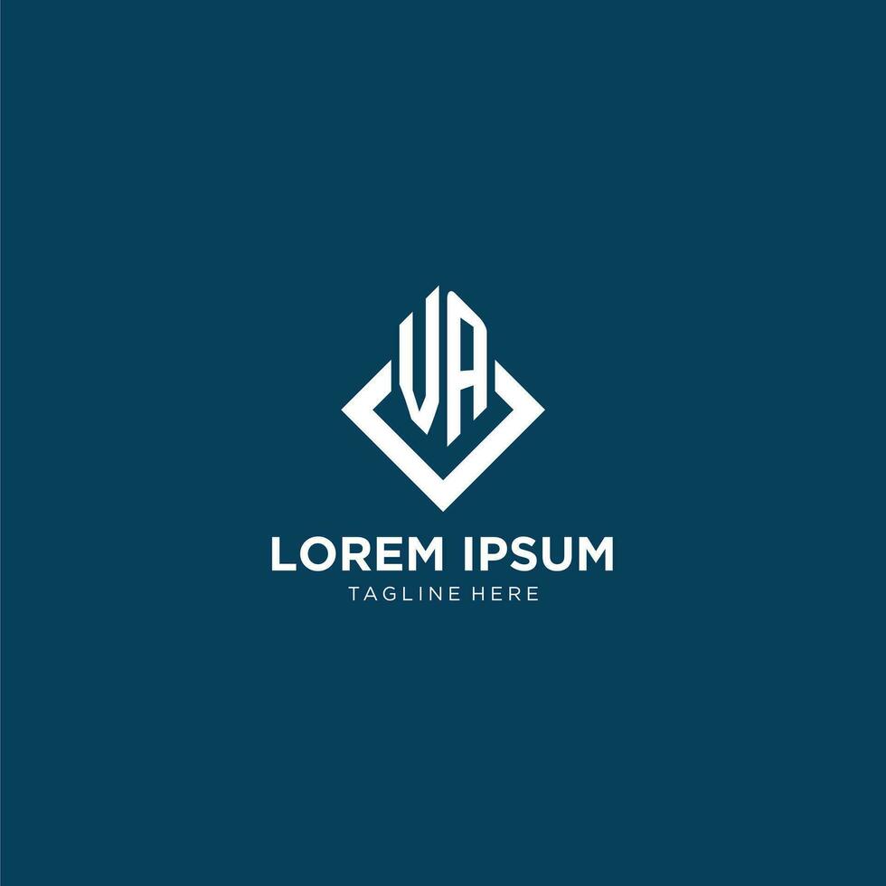 Initial VA logo square rhombus with lines, modern and elegant logo design vector