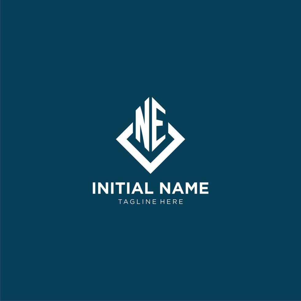 Initial NE logo square rhombus with lines, modern and elegant logo design vector