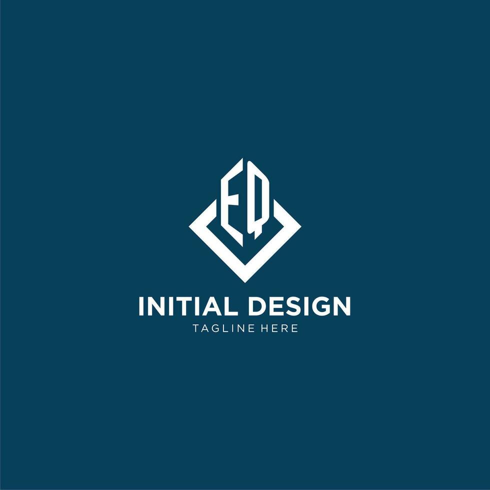 Initial EQ logo square rhombus with lines, modern and elegant logo design vector