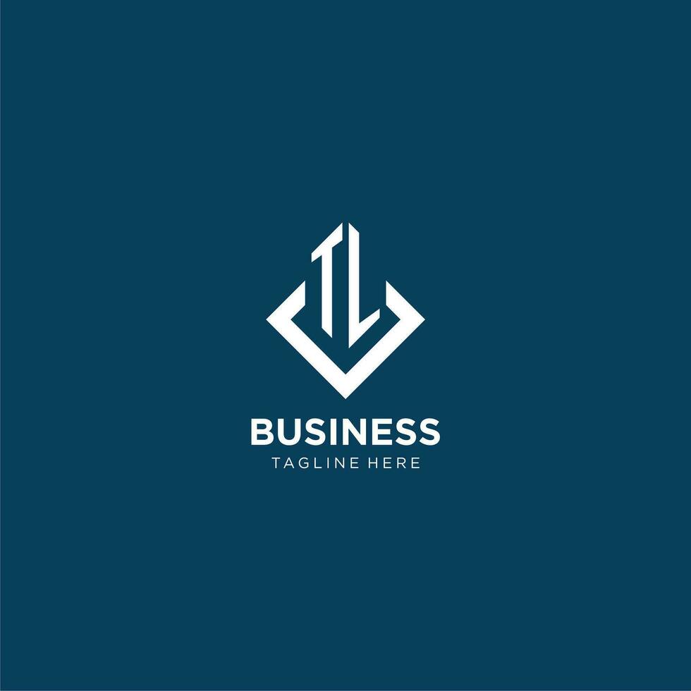 Initial TL logo square rhombus with lines, modern and elegant logo design vector