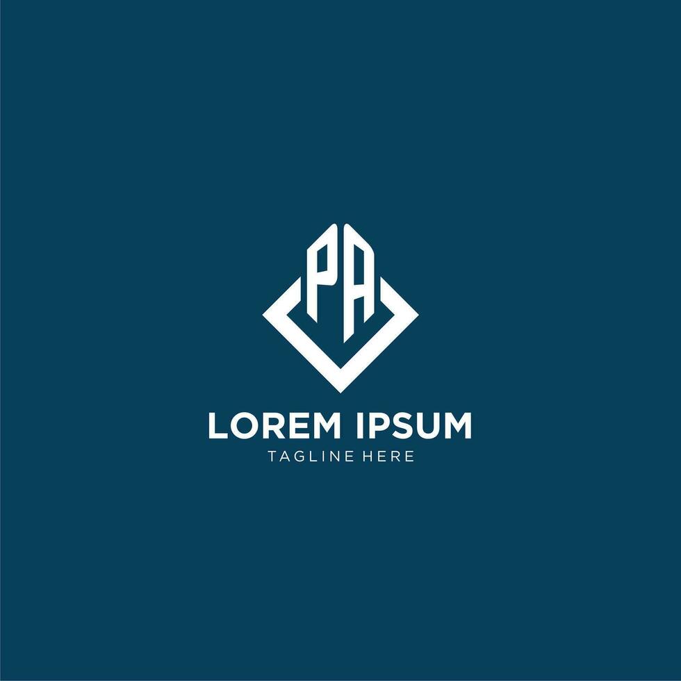 Initial PA logo square rhombus with lines, modern and elegant logo design vector