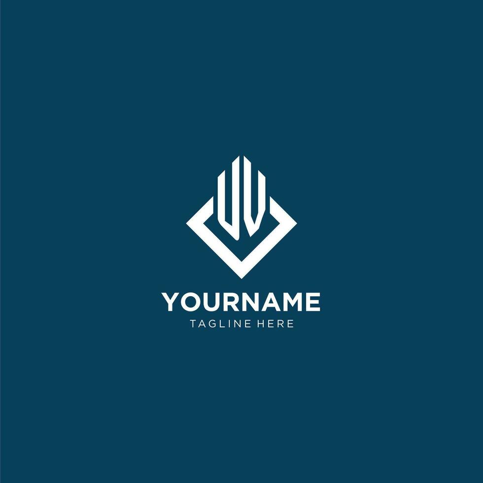 Initial UV logo square rhombus with lines, modern and elegant logo design vector