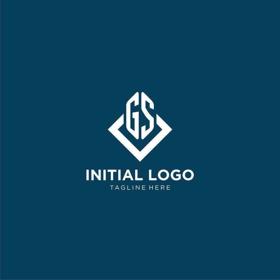 inicial gs logo cuadrado rombo con líneas, moderno y elegante logo diseño vector