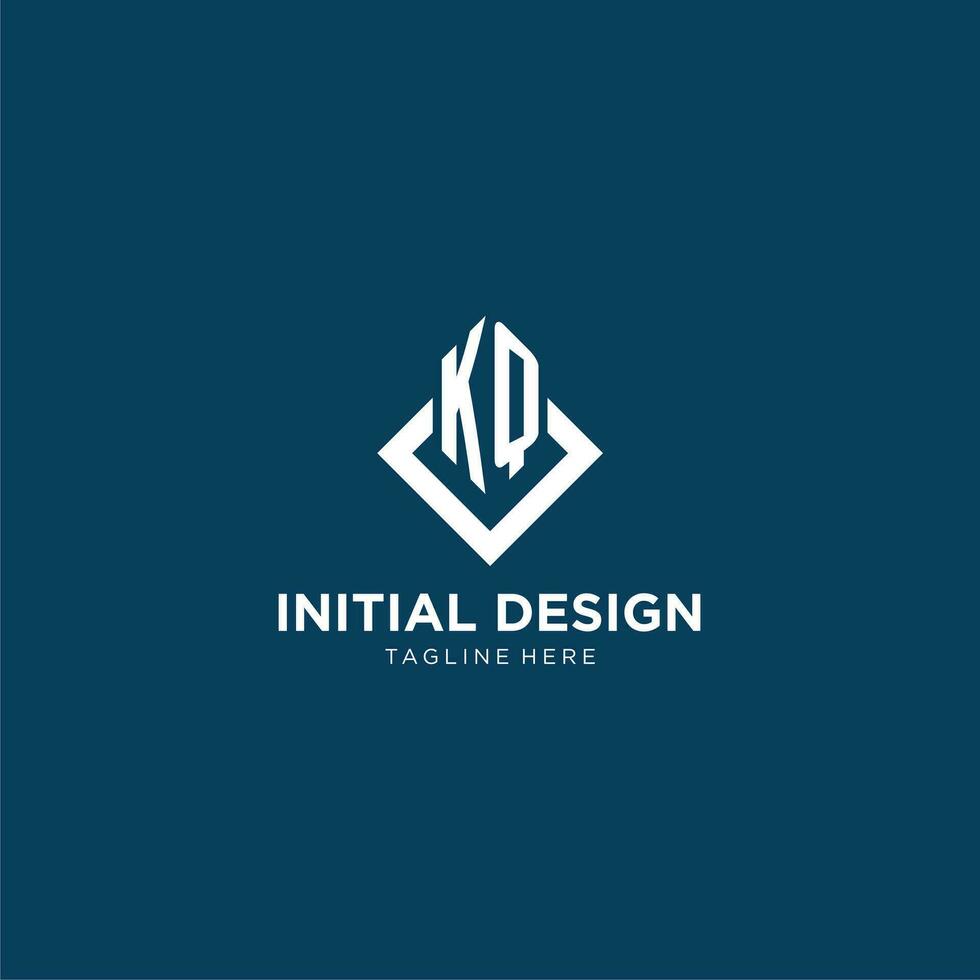 Initial KQ logo square rhombus with lines, modern and elegant logo design vector