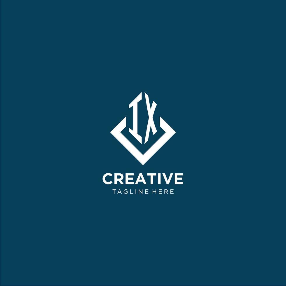 Initial IX logo square rhombus with lines, modern and elegant logo design vector