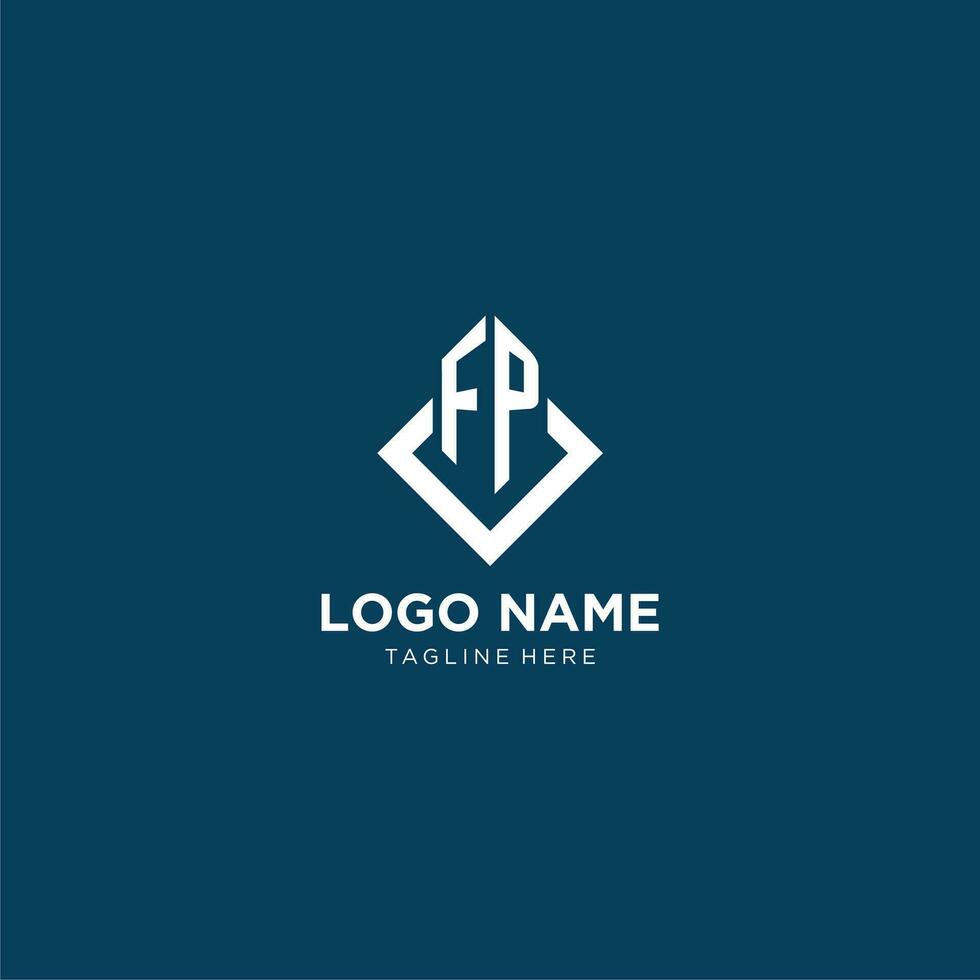 Initial FP logo square rhombus with lines, modern and elegant logo design vector