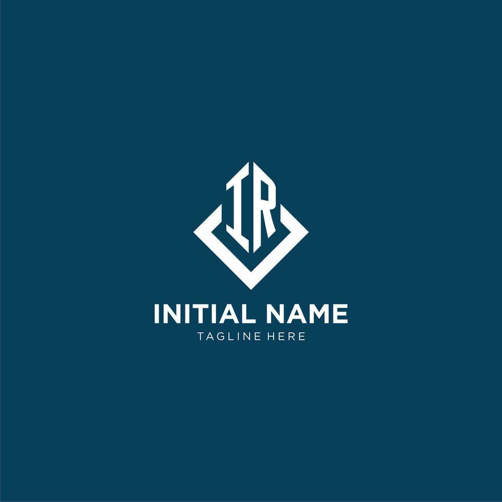 Initial IR logo square rhombus with lines, modern and elegant logo design vector