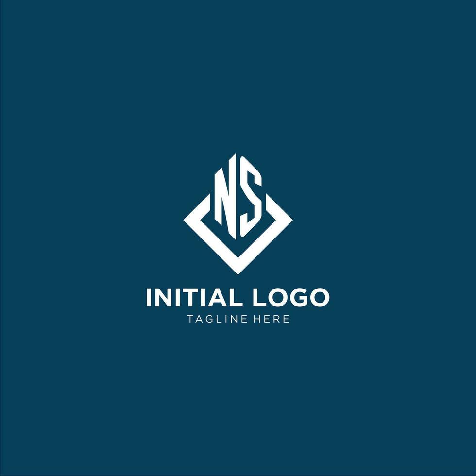 Initial NS logo square rhombus with lines, modern and elegant logo design vector