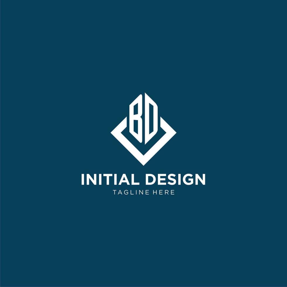 Initial BD logo square rhombus with lines, modern and elegant logo design vector