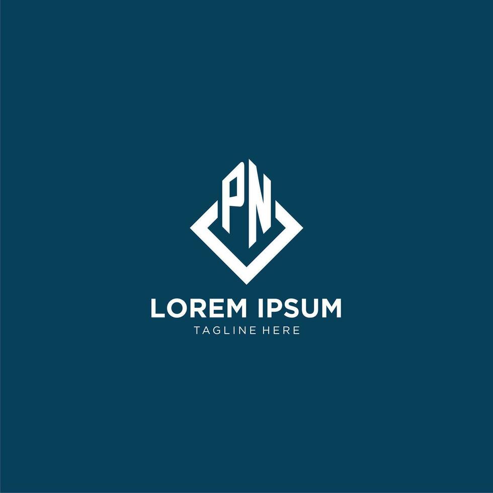 Initial PN logo square rhombus with lines, modern and elegant logo design vector