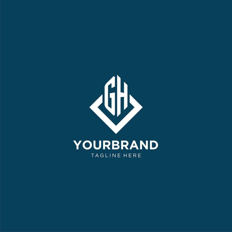 Initial GH logo square rhombus with lines, modern and elegant logo design vector