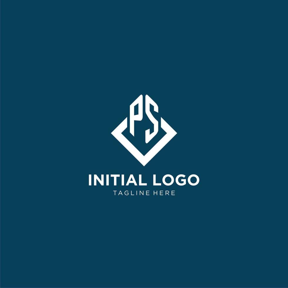 Initial PS logo square rhombus with lines, modern and elegant logo design vector