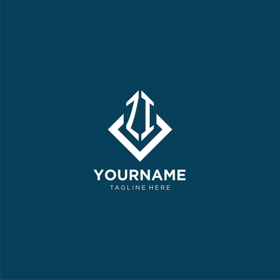 Initial ZI logo square rhombus with lines, modern and elegant logo design vector