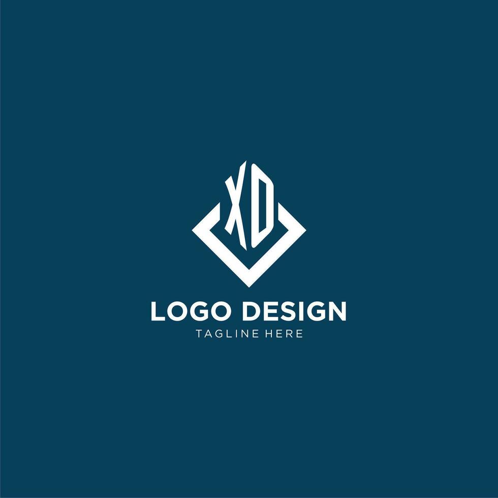 Initial XO logo square rhombus with lines, modern and elegant logo design vector