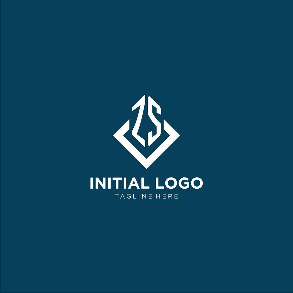 Initial ZS logo square rhombus with lines, modern and elegant logo design vector