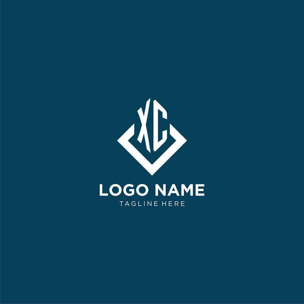 Initial XC logo square rhombus with lines, modern and elegant logo design vector