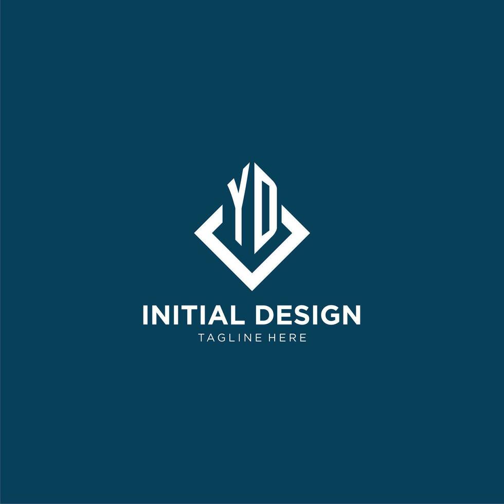 Initial YD logo square rhombus with lines, modern and elegant logo design vector
