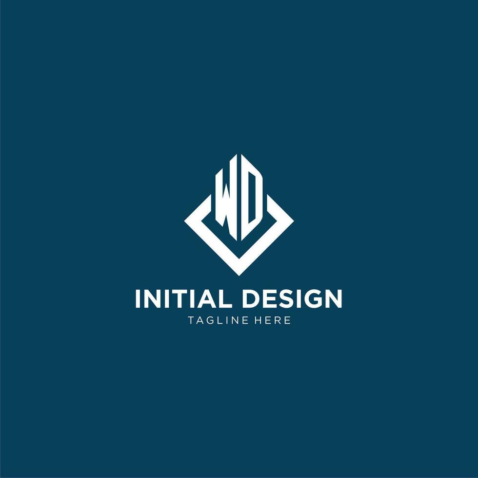 Initial WD logo square rhombus with lines, modern and elegant logo design vector