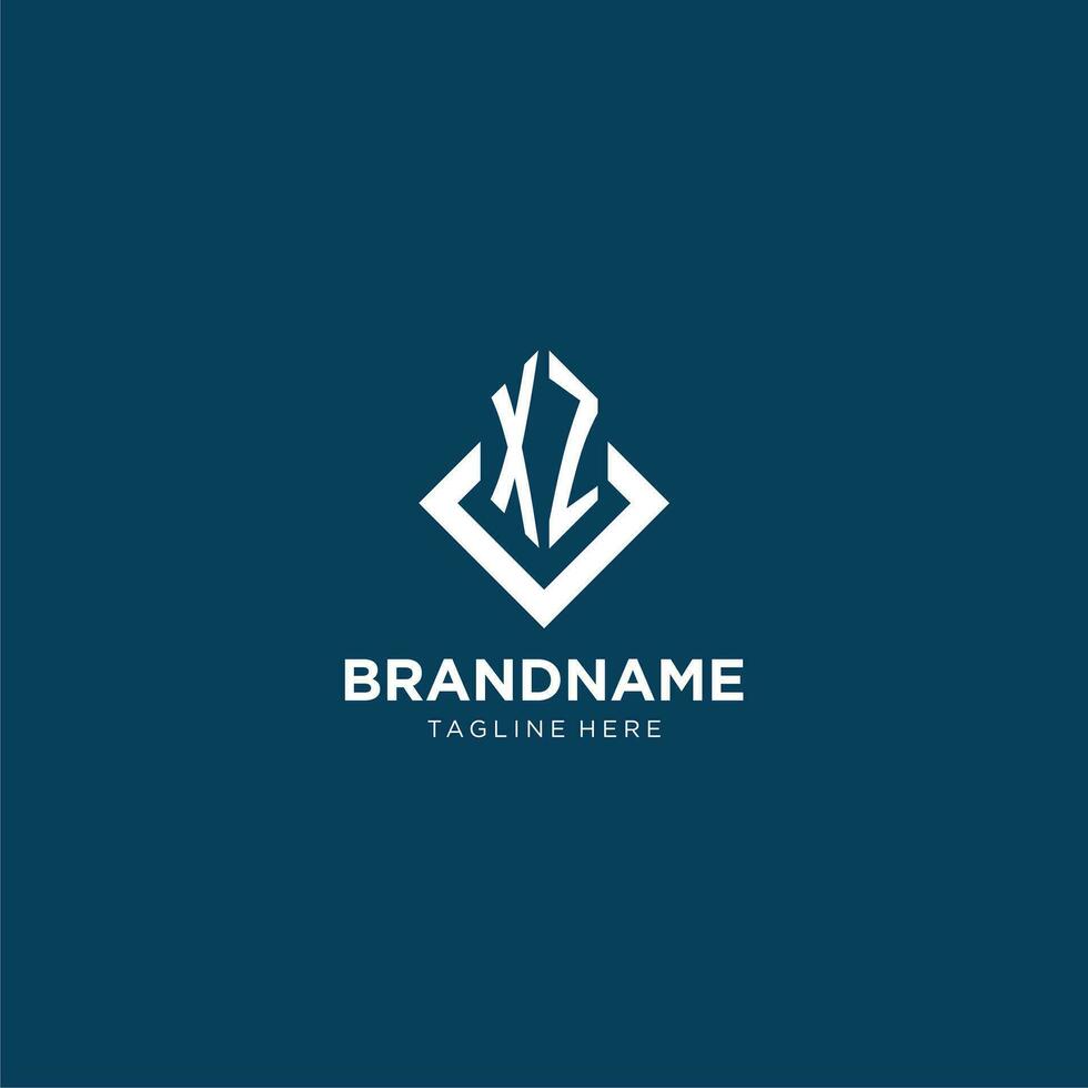 Initial XZ logo square rhombus with lines, modern and elegant logo design vector