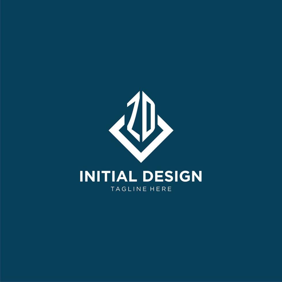 Initial ZD logo square rhombus with lines, modern and elegant logo design vector