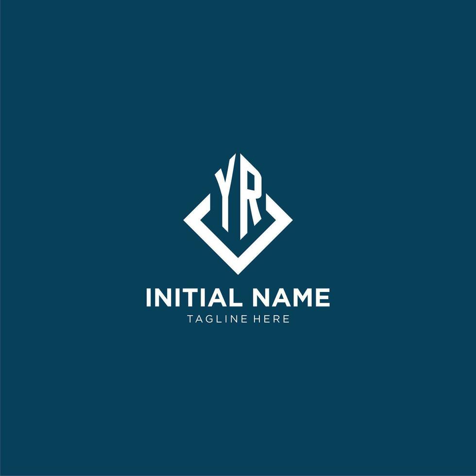 Initial YR logo square rhombus with lines, modern and elegant logo design vector