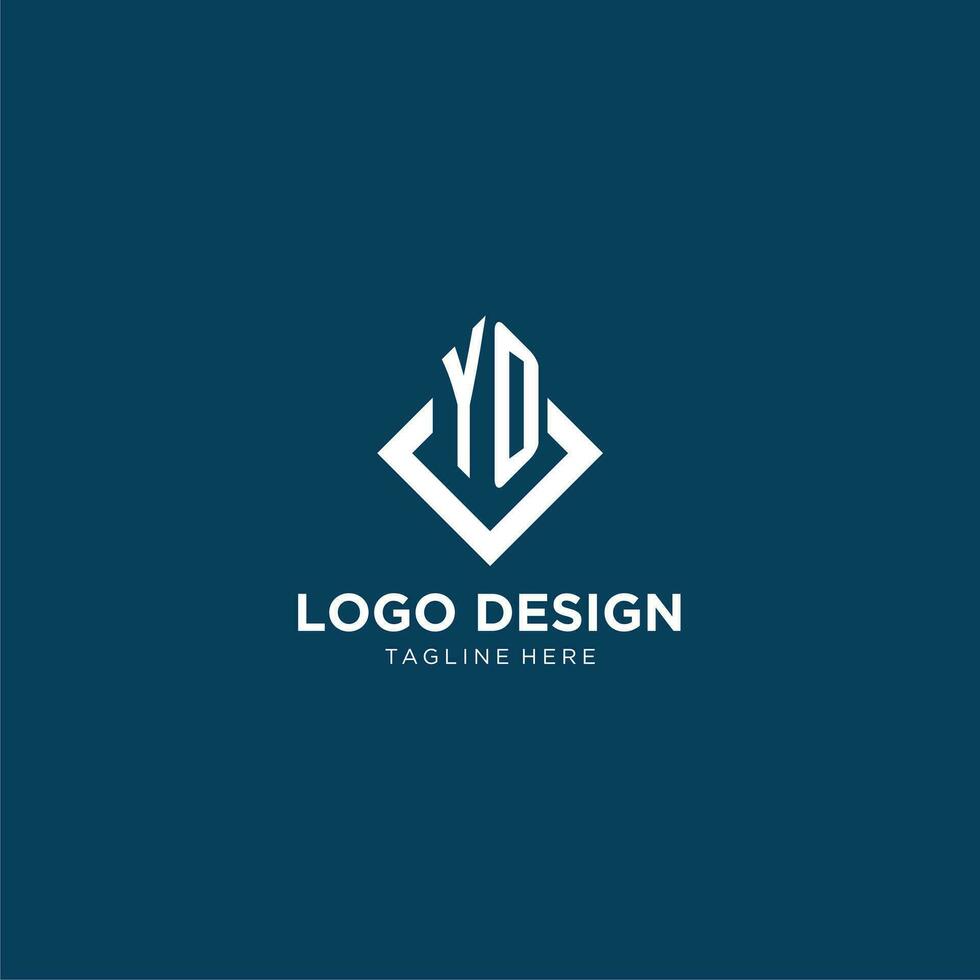 Initial YO logo square rhombus with lines, modern and elegant logo design vector