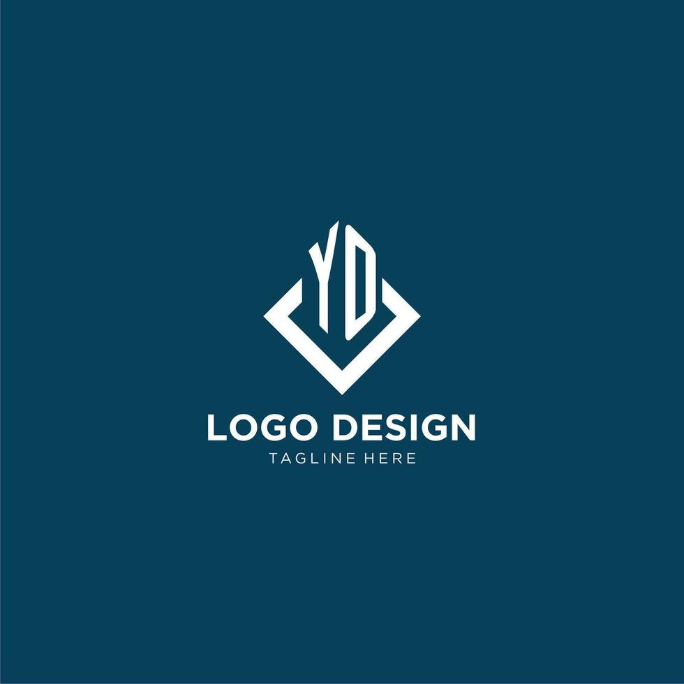 inicial yo logo cuadrado rombo con líneas, moderno y elegante logo diseño vector