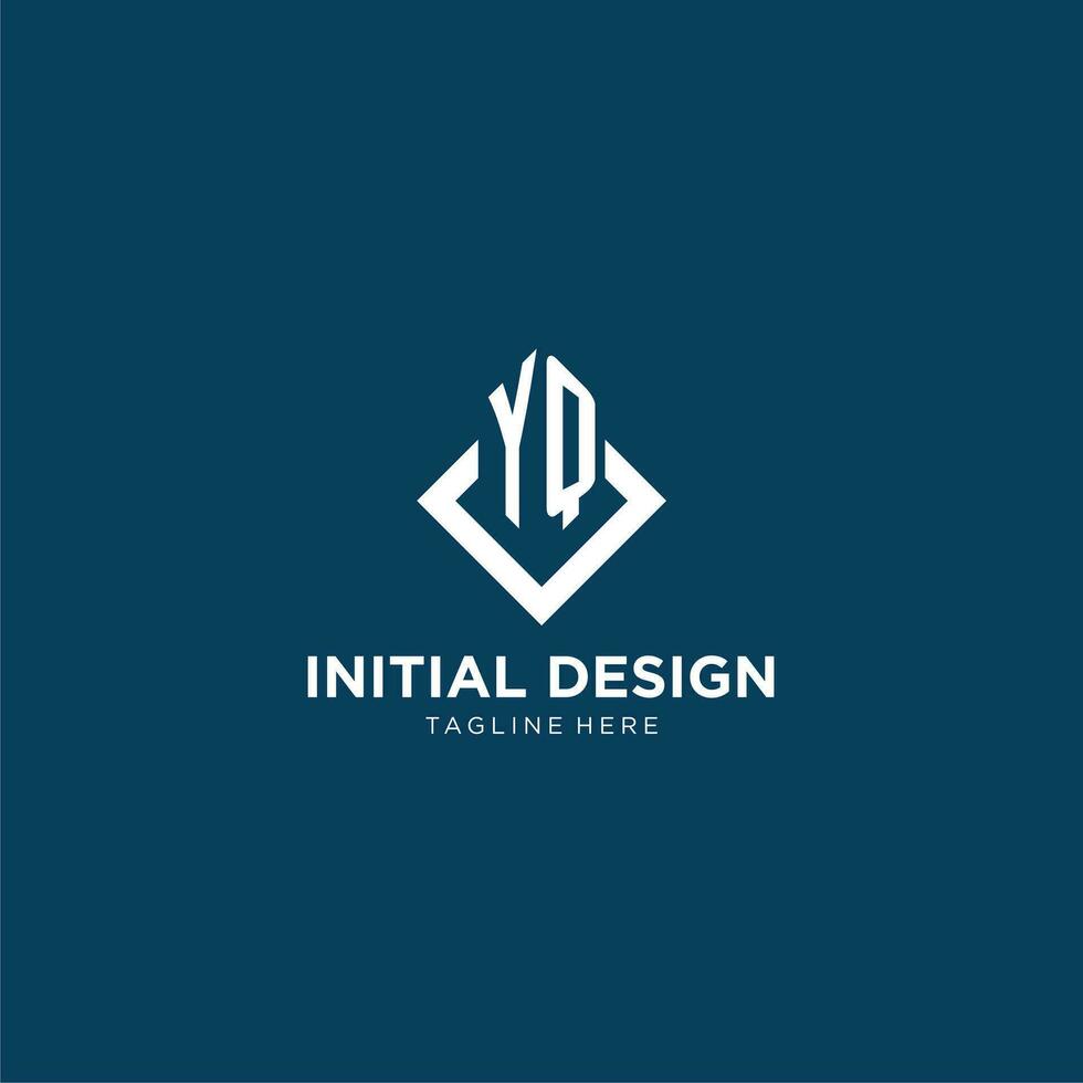 inicial yq logo cuadrado rombo con líneas, moderno y elegante logo diseño vector