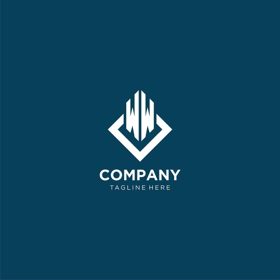 Initial WW logo square rhombus with lines, modern and elegant logo design vector