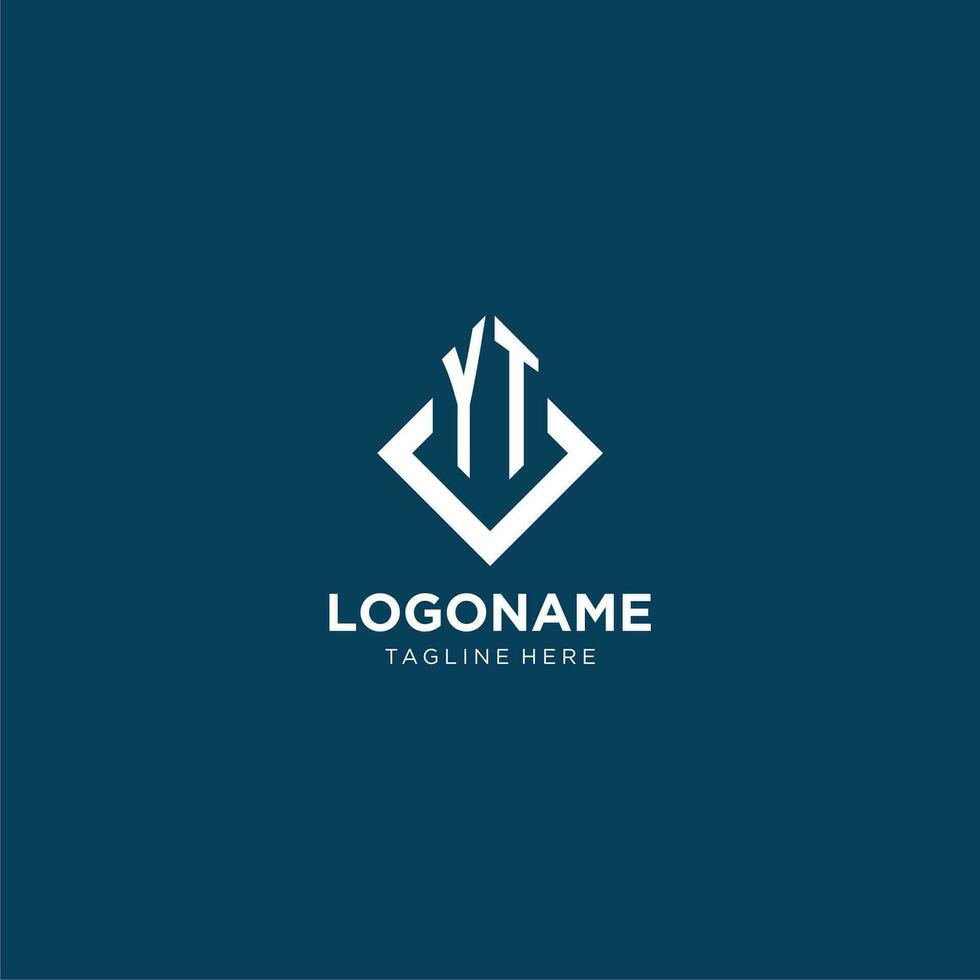 Initial YT logo square rhombus with lines, modern and elegant logo design vector