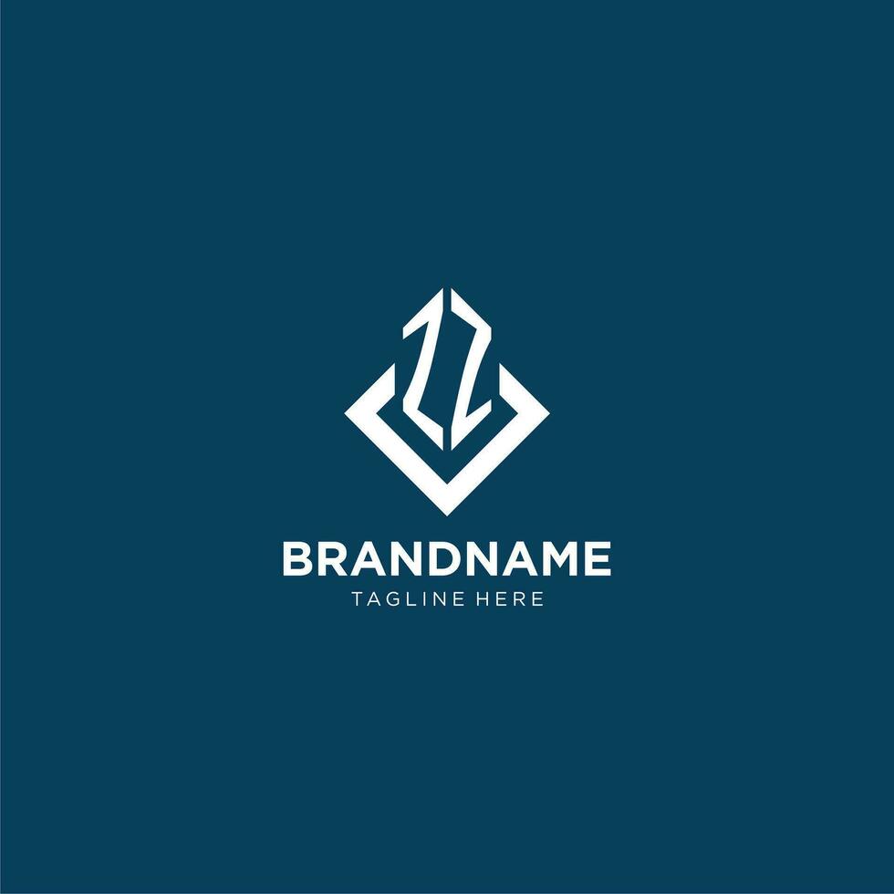 Initial ZZ logo square rhombus with lines, modern and elegant logo design vector