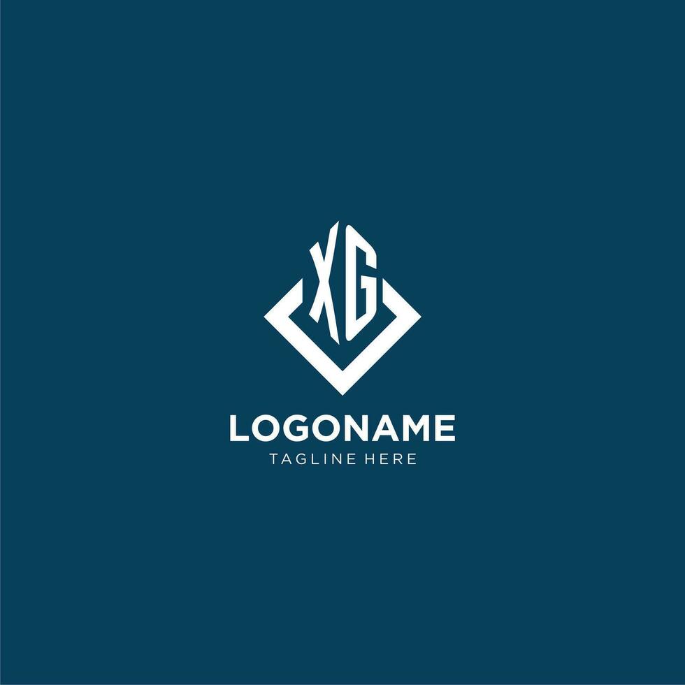 Initial XG logo square rhombus with lines, modern and elegant logo design vector